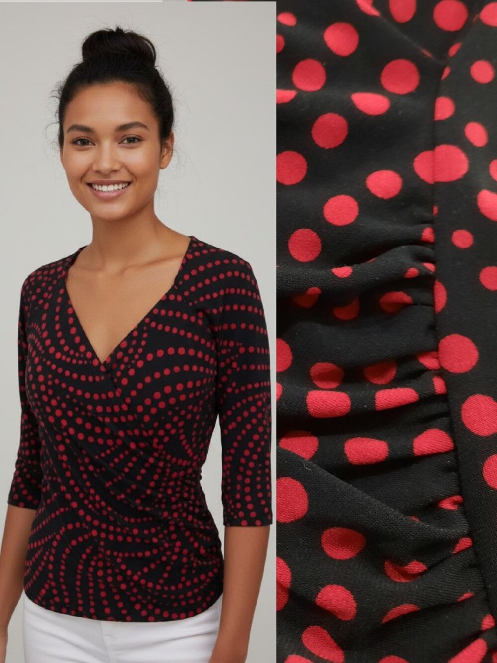 Y2K polka dot faux wrap shirt - George brand